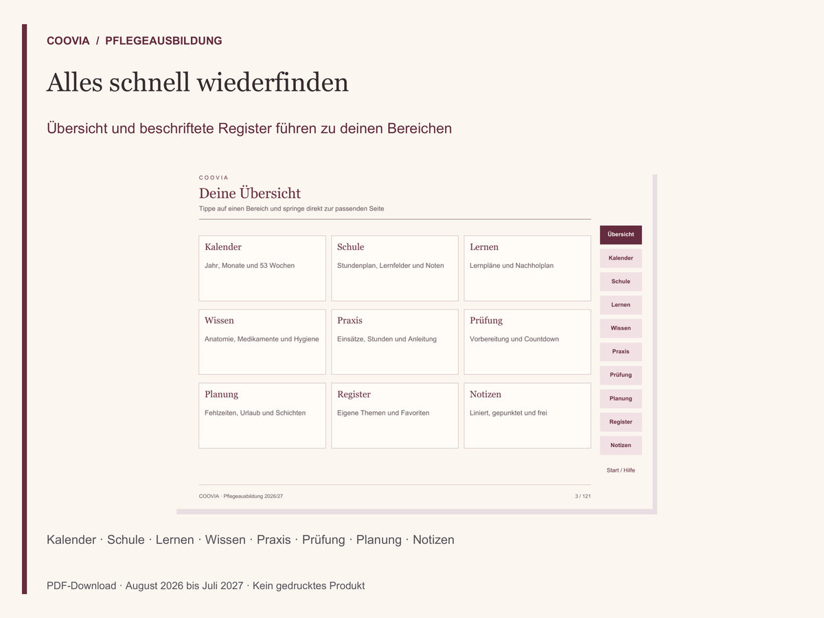 Digitaler Pflege-Ausbildungsplaner 2026/2027