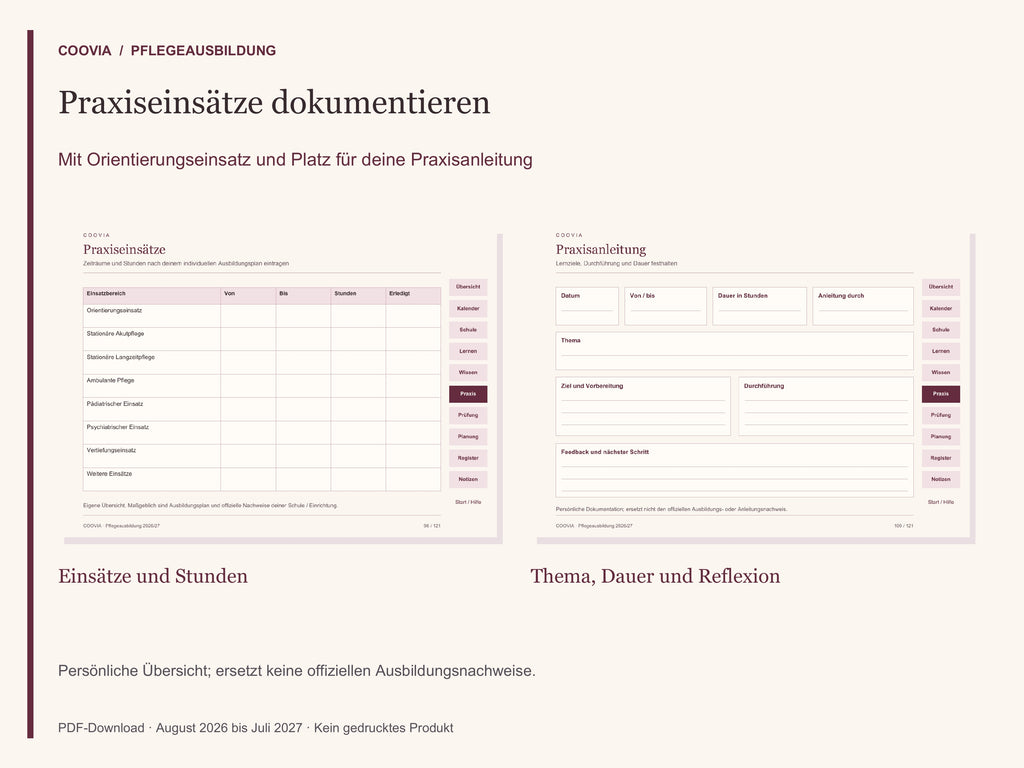 Digitaler Pflege-Ausbildungsplaner 2026/2027