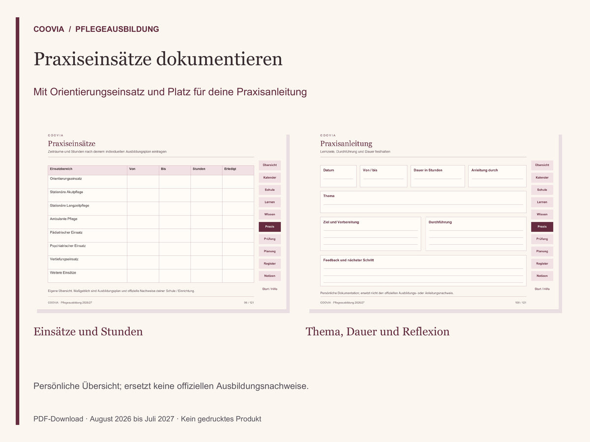 Digitaler Pflege-Ausbildungsplaner 2026/2027