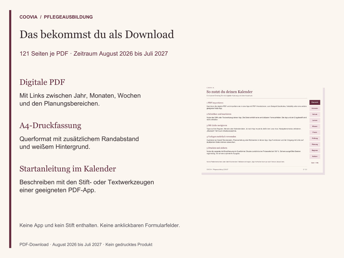 Digitaler Pflege-Ausbildungsplaner 2026/2027