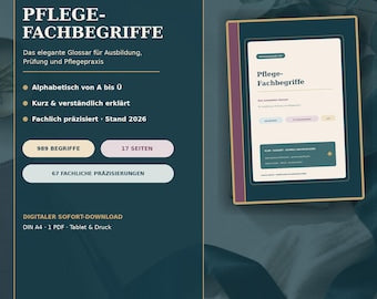 Pflege Fachbegriffe PDF – 989 Begriffe für Pflegeausbildung, Examen & Praxis – digitales Produkt von COOVIA