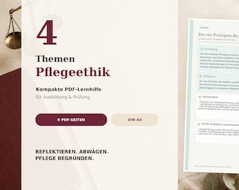 Pflegeethik Lernkarten – ICN-Ethikkodex, ethische Prinzipien & Fallbesprechung – digitales Produkt von COOVIA