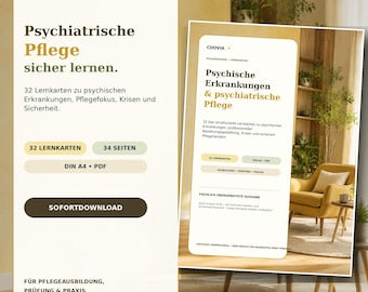 Psychiatrie Lernkarten Pflege PDF – digitales Produkt von COOVIA
