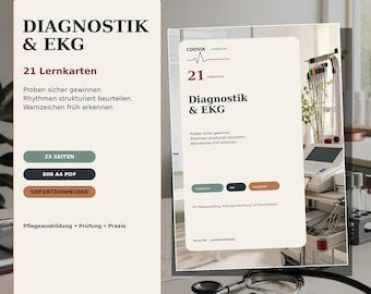 Diagnostik und EKG Lernkarten PDF – digitales Produkt von COOVIA