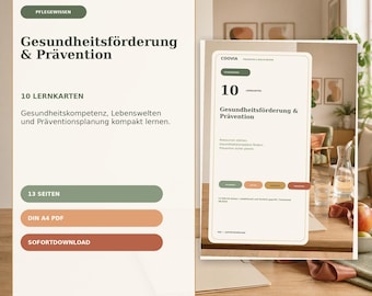 Gesundheitsförderung & Prävention Lernkarten PDF – digitales Produkt von COOVIA