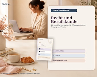 Recht & Berufskunde Pflege Lernkarten PDF – digitales Produkt von COOVIA