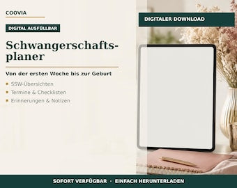 Digitaler Schwangerschaftsplaner für SSW 1–40 – digitales Produkt von COOVIA