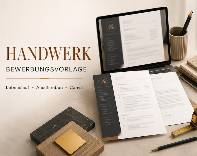Bewerbungsvorlage Handwerk – Lebenslauf, Anschreiben & Bewerbungs-Kompass – digitales Produkt von COOVIA