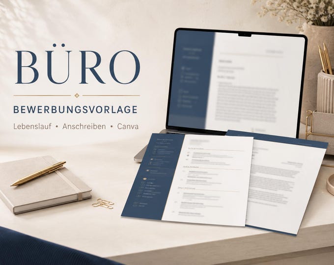 Bewerbungsvorlage Büro – Lebenslauf, Anschreiben & Bewerbungs-Kompass – digitales Produkt von COOVIA