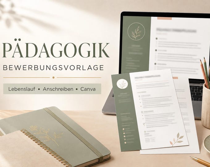 Bewerbungsvorlage Pädagogik – Lebenslauf, Anschreiben & Bewerbungs-Kompass – digitales Produkt von COOVIA