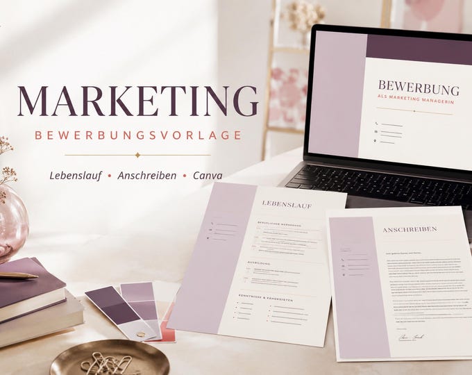 Bewerbungsvorlage Marketing – Lebenslauf, Anschreiben & Bewerbungs-Kompass – digitales Produkt von COOVIA